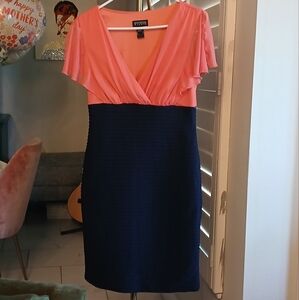 Coral and Navy Dress
